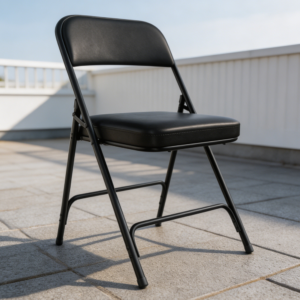 Black PU Padded Folding Chair with Thick Cushion