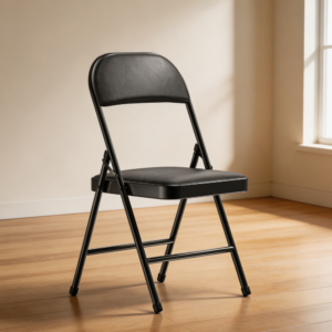 4-Pack Black Vinyl Padded Folding Chair Steel Frame