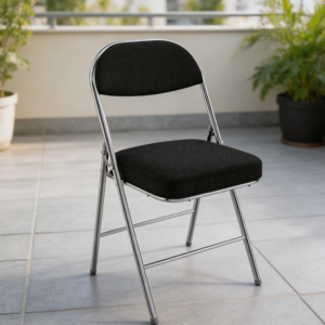 Black Corduroy Padded Folding Chair 350 lb